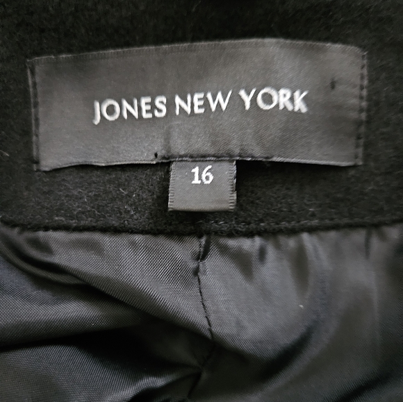NWOT - Jones New York Wool Blend Black Pea Coat - Size 16 - Picture 3 of 10